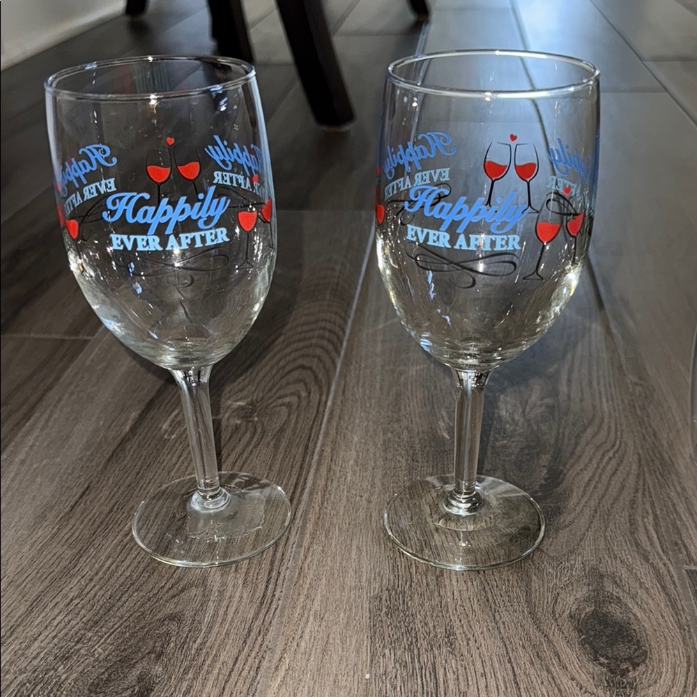 Happily Ever After Wine Glass Set - Clear